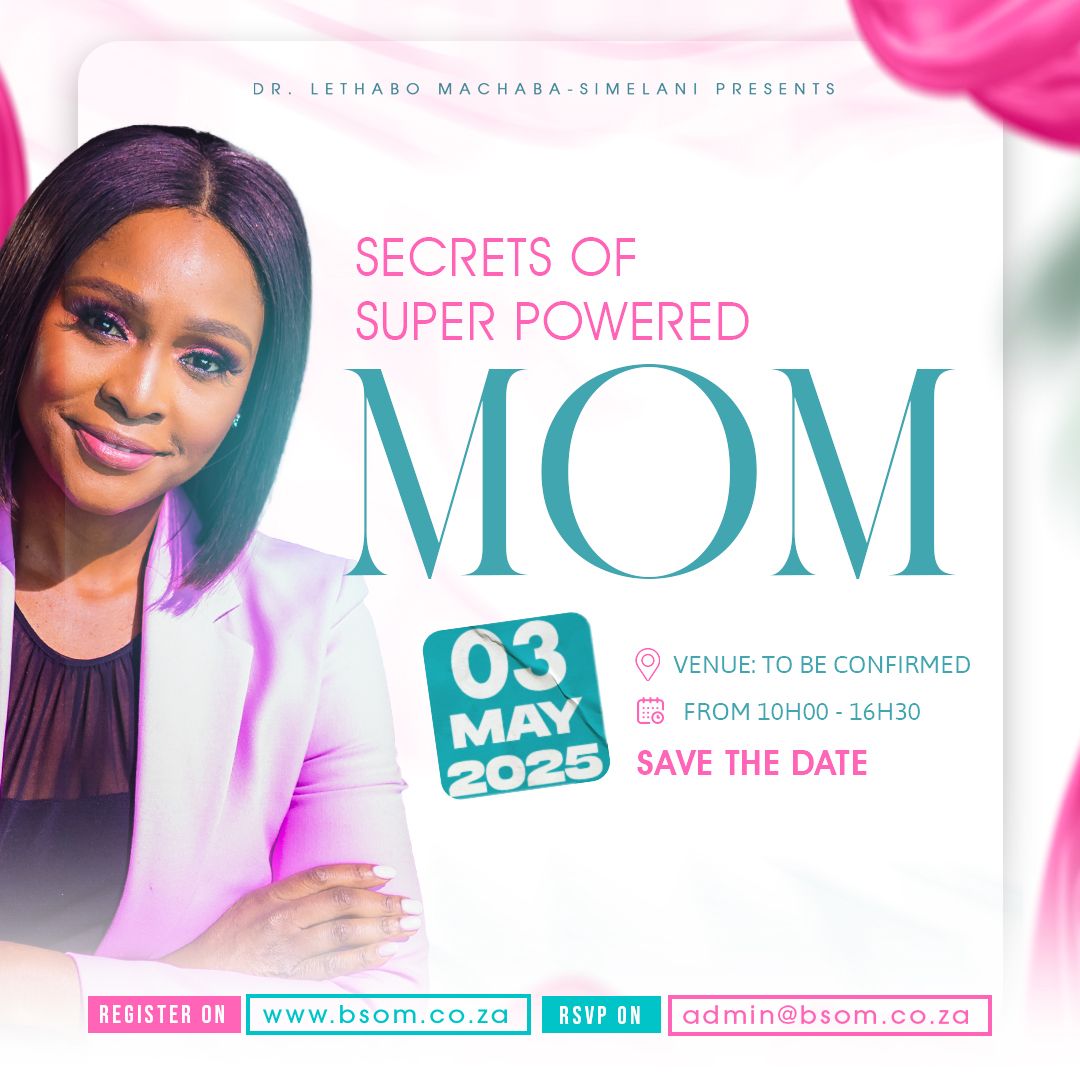 A poster for a mother 's day event called secrets of super powered mom.