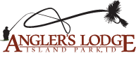 A logo for angler 's lodge island park