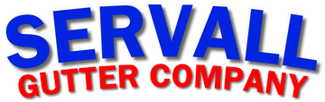 Servall Gutter Company logo with blue “SERVALL” and red “GUTTER COMPANY” text on white background