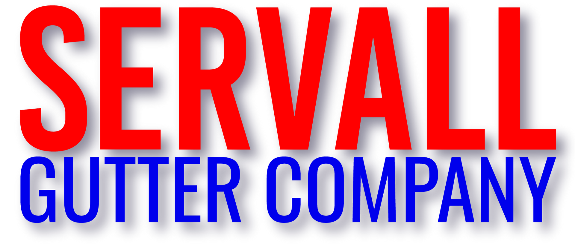 Servall Gutter Company logo with blue “SERVALL” and red “GUTTER COMPANY” text on white background