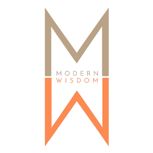 A logo for modern wisdom with a m and w on a white background.