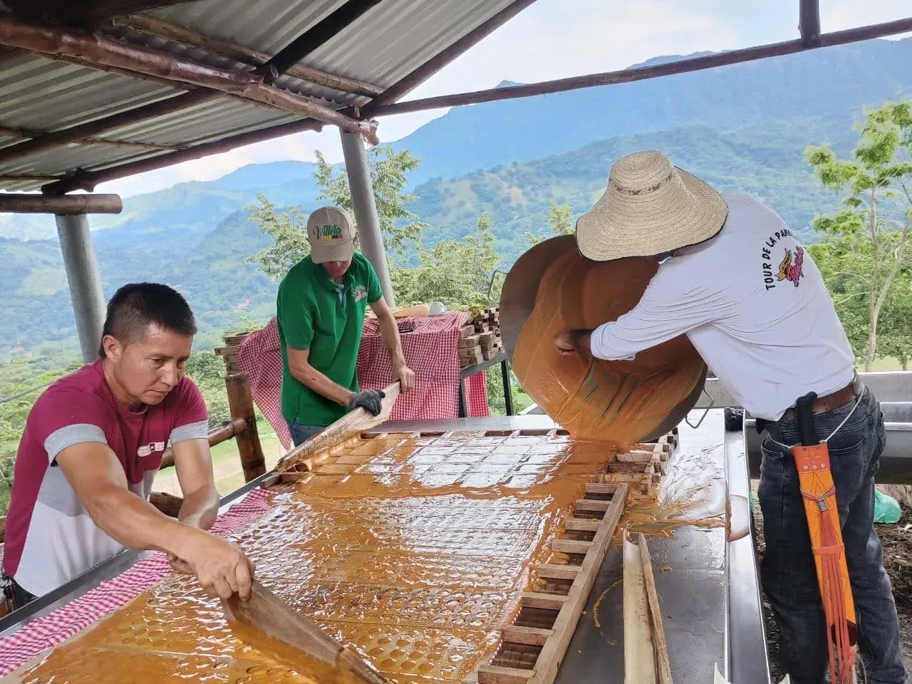 Productores locales elaborando panela, una de las experiencias auténticas si nosa sabes qué hacer en Villeta durante la visita.