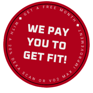 A red circle that says we pay you to get fit