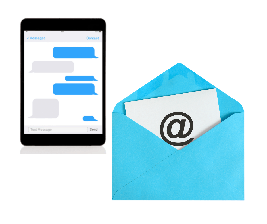 A cell phone and an envelope with an email in it.