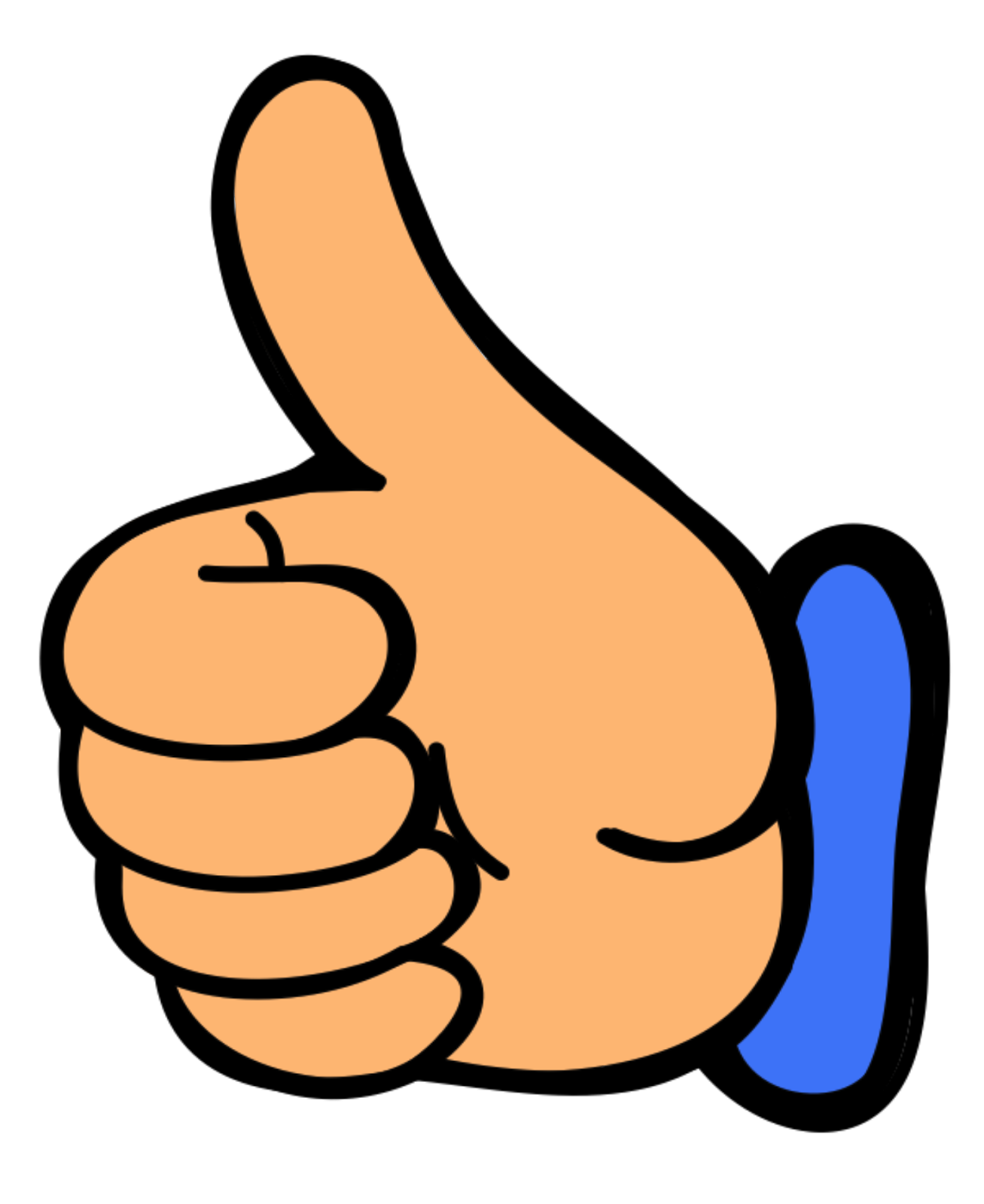 A cartoon hand is giving a thumbs up sign.