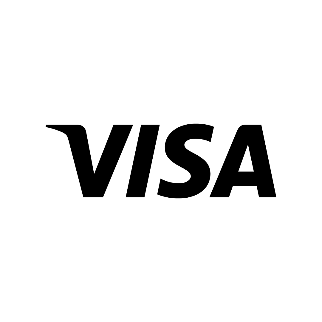 The visa logo is black and white on a white background.