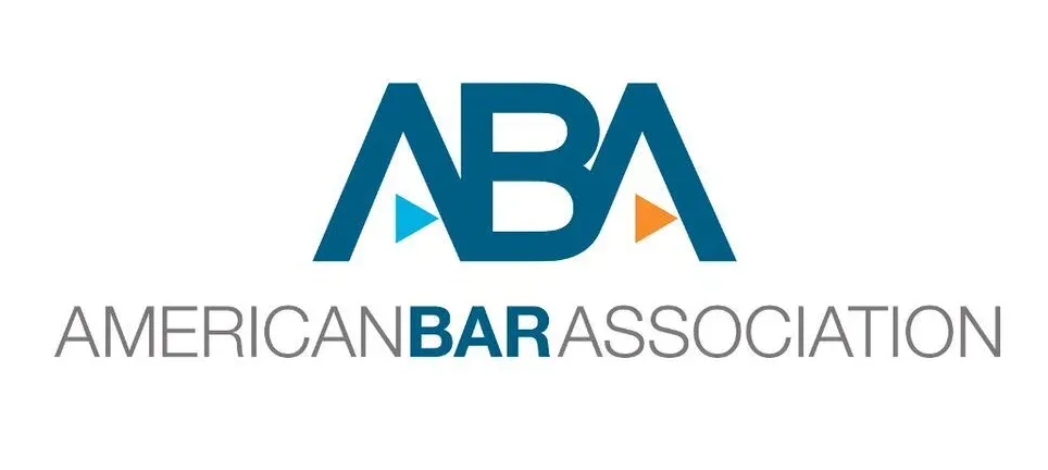 American Bar Association logo with the letters ABA in blue and text