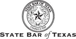 Seal of the State Bar of Texas, with a star and laurel leaves, and the words