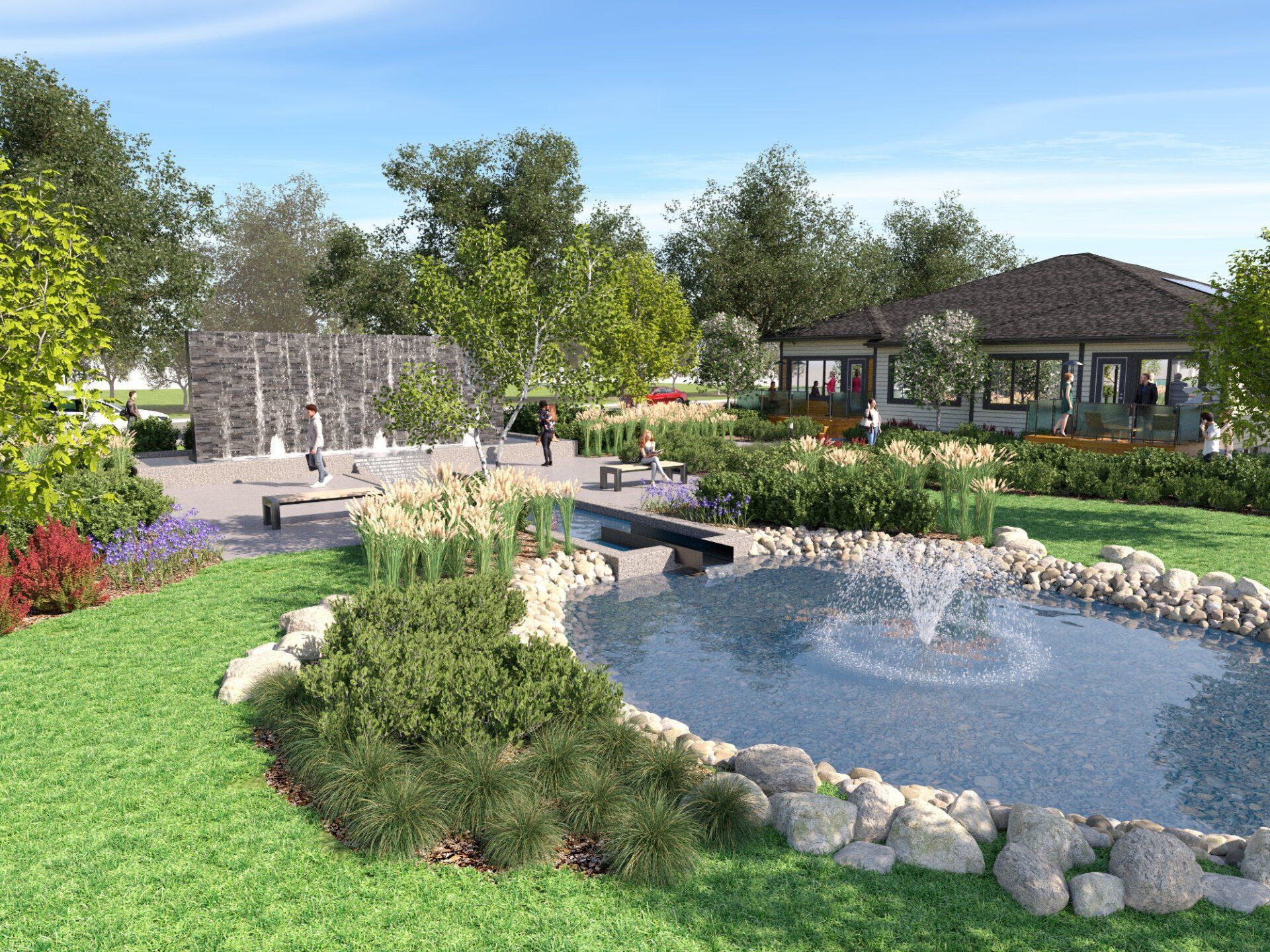 Pond & Waterwall, Daytime