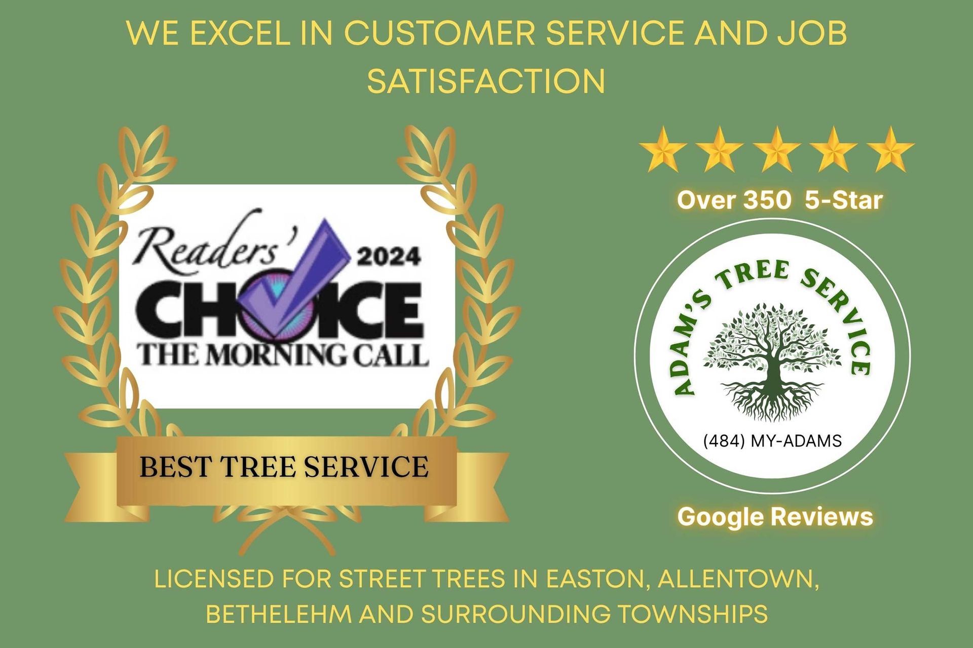 Award badge for Adam's Tree Service. It's the 