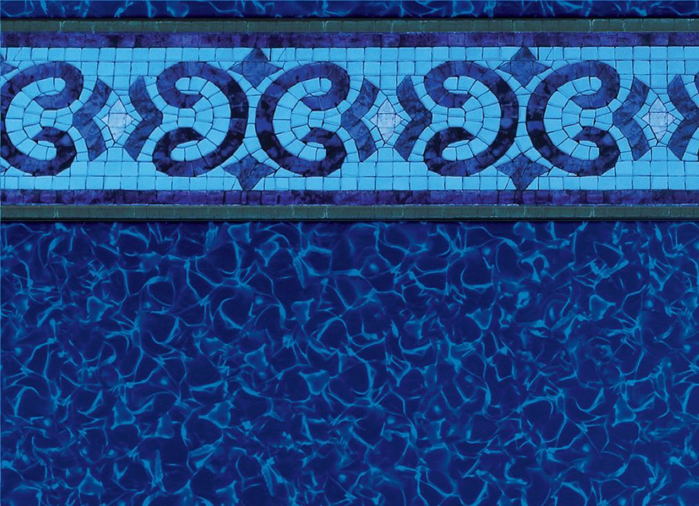 a blue swimming pool with a blue and purple mosaic border . - After Hours Pool Service - Monmouth Junction, NJ