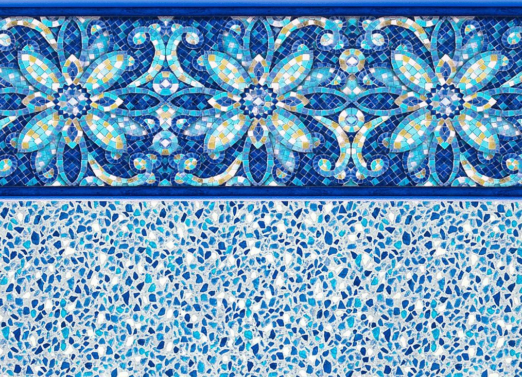 a close up of a swimming pool liner with a mosaic design on it .- After Hours Pool Service - Monmouth Junction, NJ