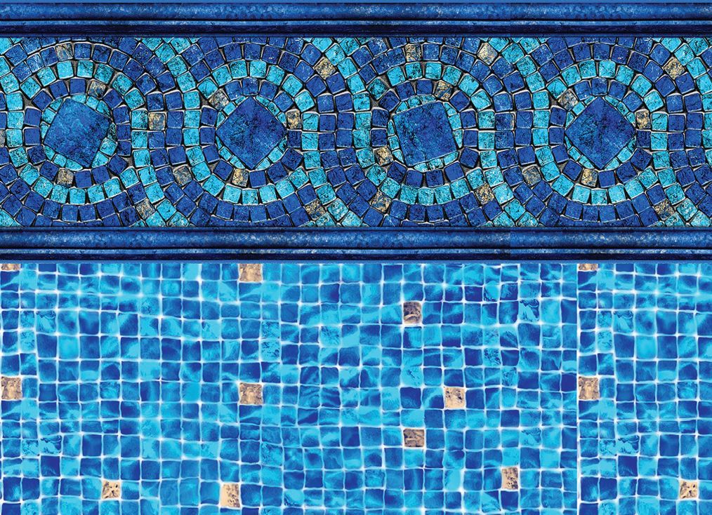 a swimming pool with blue tiles and a mosaic border . - After Hours Pool Service - Monmouth Junction, NJ