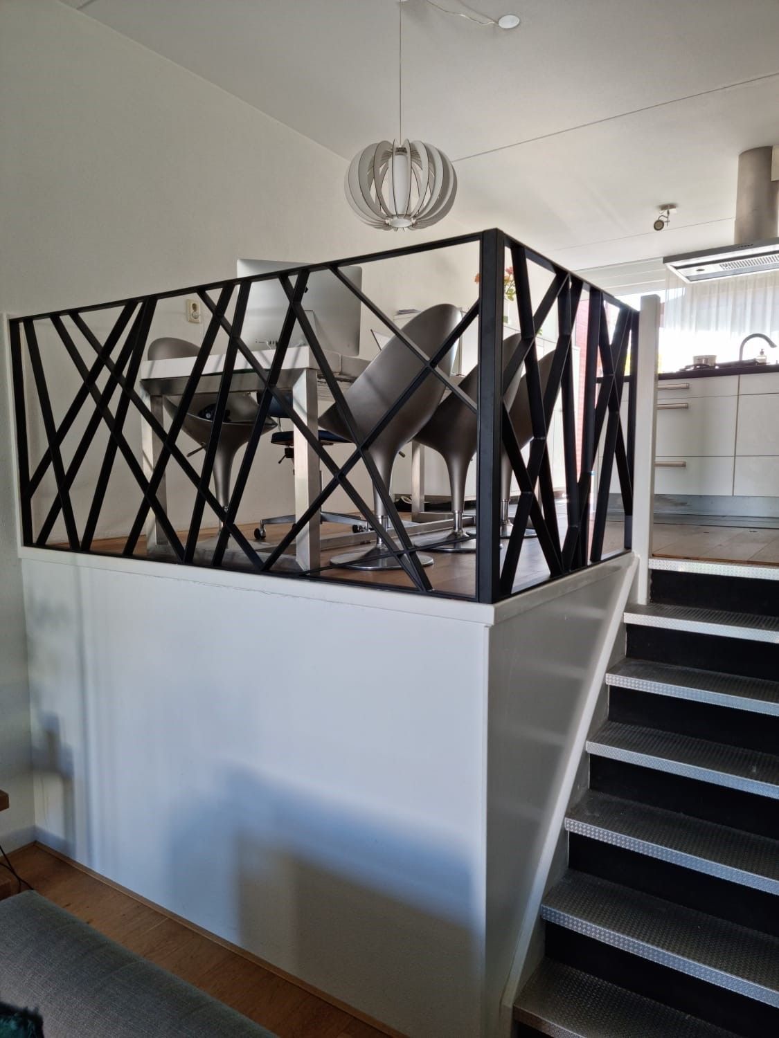 Designer stalen balustrade voor verhoogd plateau