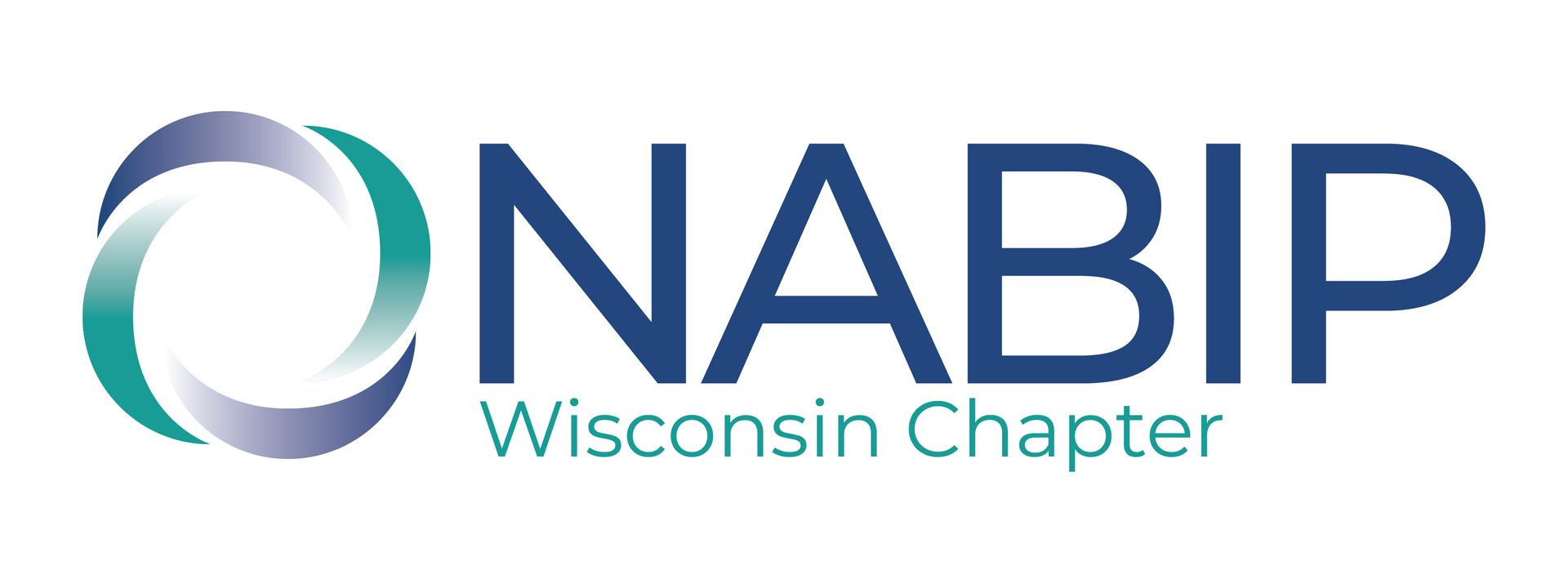 Logo for the NABIP Wisconsin Chapter featuring a stylized circular icon with teal and purple gradients next to the text.