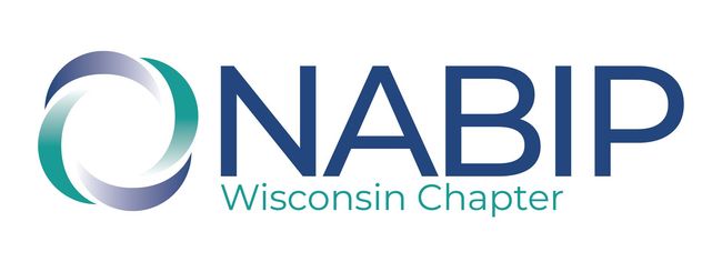 Logo for the NABIP Wisconsin Chapter featuring a stylized circular icon with teal and purple gradients next to the text.