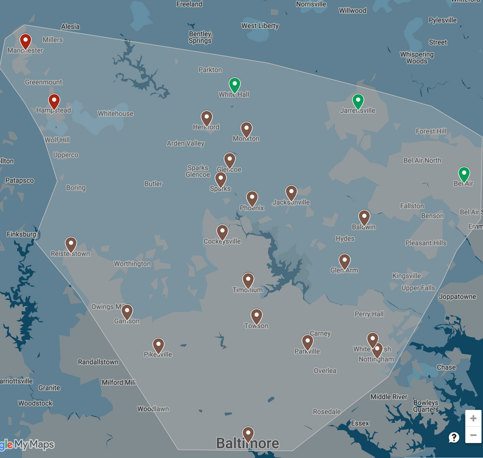 A map of baltimore is shown on a computer screen.