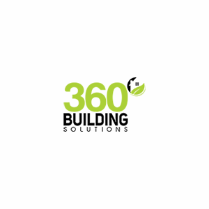 A green and black logo for 360 building solutions