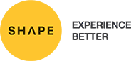 A yellow circle with the words `` shape experience better '' on it.