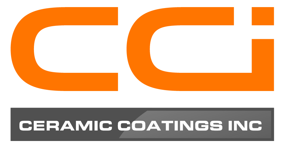 The logo for ceramic coatings inc is orange and black