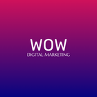A logo for wow digital marketing on a pink and purple background.