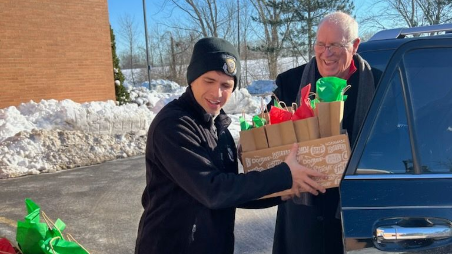 St. Leonard parishioner delivering donations to St. Francis de Sales Seminary