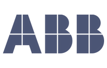 El logotipo de Abb es una plantilla azul sobre un fondo blanco.