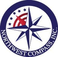 Logo for Northwest Compass, Inc. A blue and white compass rose inside a blue circle with text and stars.