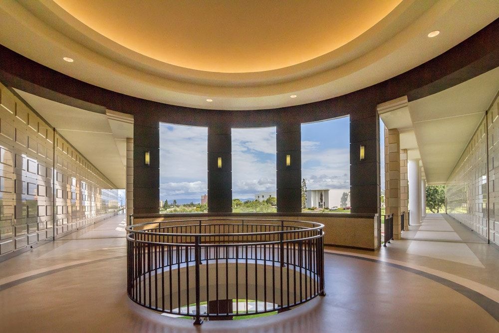 Interior view of upper floor of Valley of Prophets at Hillside Memorial Park