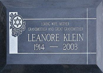 Dark Beveled Granite memorial marker at Hillside Memorial Park and Mortuary in Los Angeles, CA