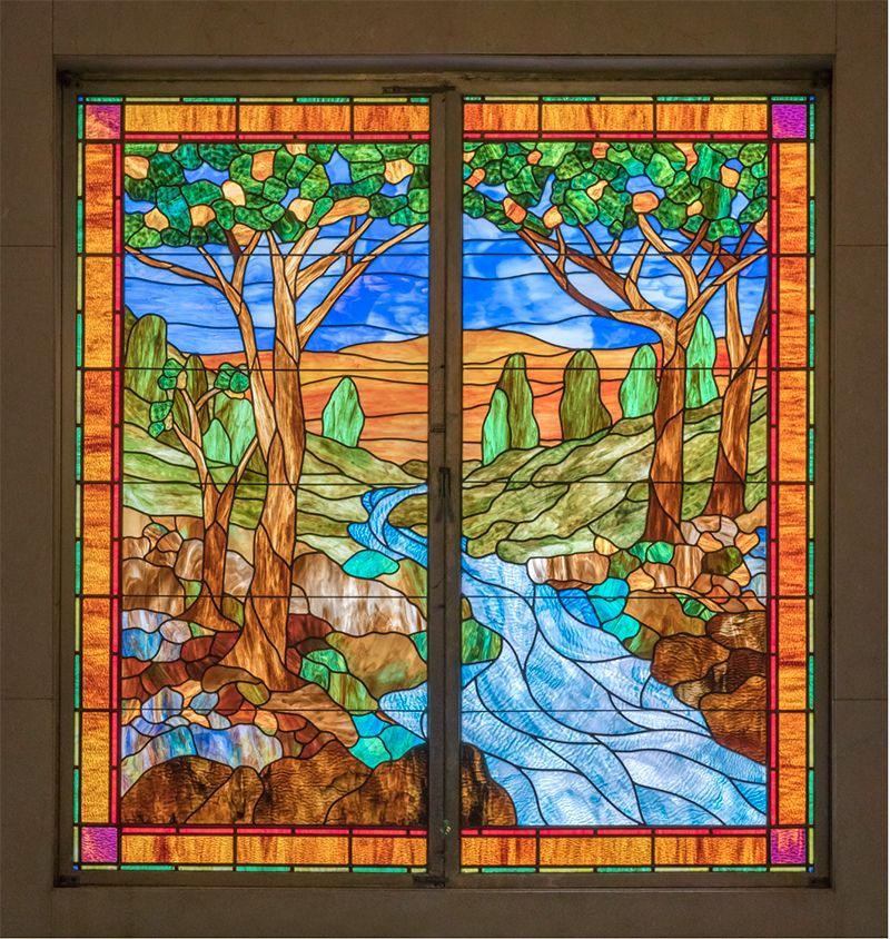 stained glass art at Hillside Memorial Park and Mortuary in Los Angeles, CA