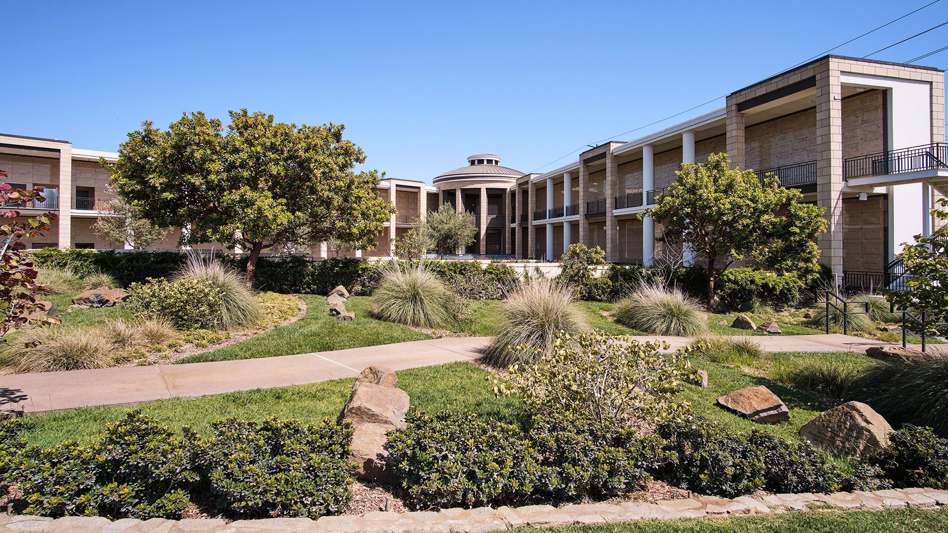 Walkways in cemetery in front of Valley of Prophets at Hillside