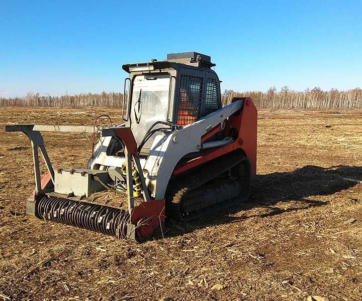 forestry mulcher in a forest clearing 
