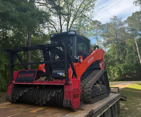 forestry mulcher in a forest clearing 
