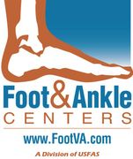 Logo for Foot & Ankle Centers: a stylized brown foot over blue, with blue text reading 