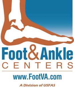 Logo for Foot & Ankle Centers: a stylized brown foot over blue, with blue text reading 