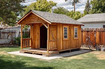 wooden shed stands