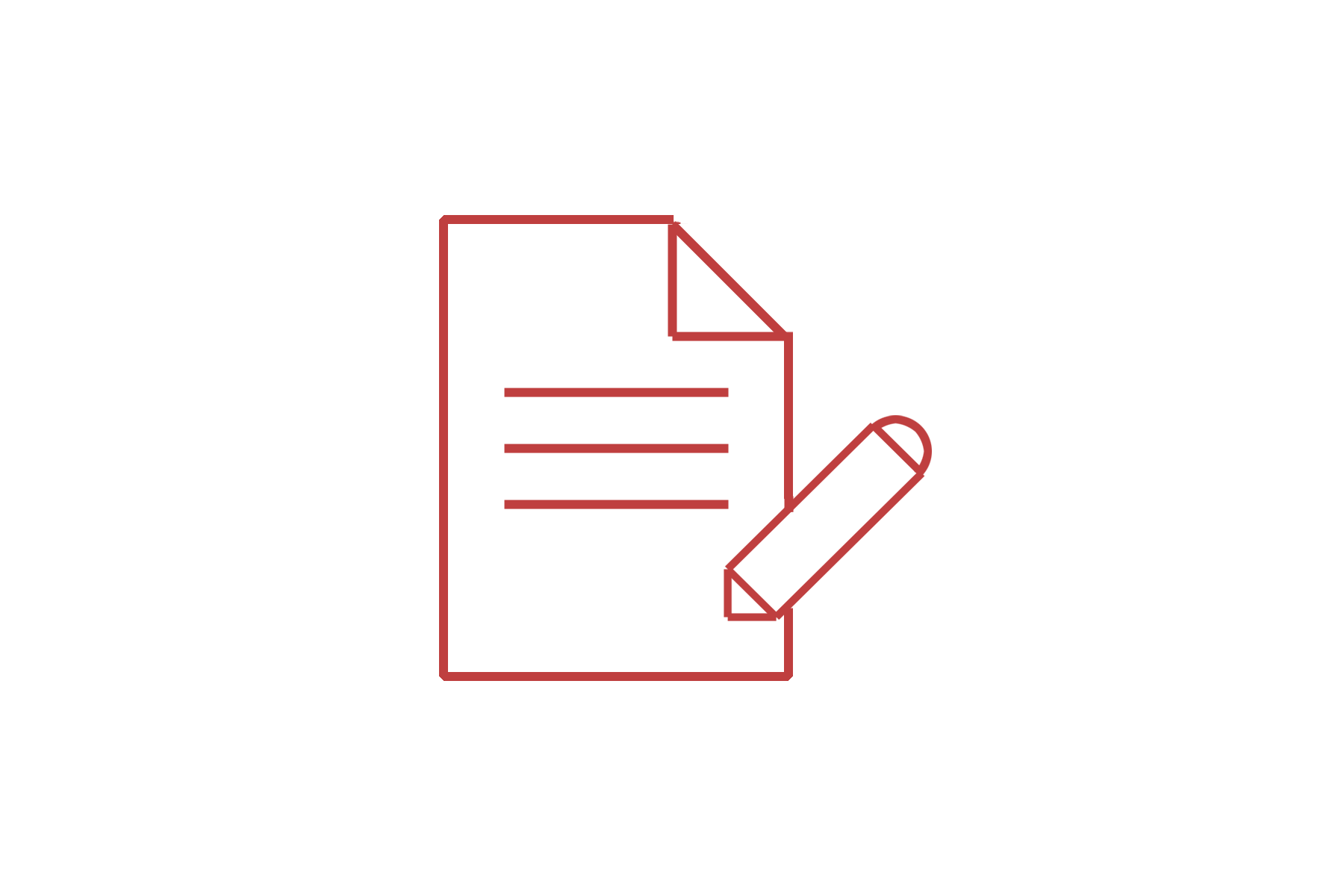 An icon of a piece of paper with a pencil on it.