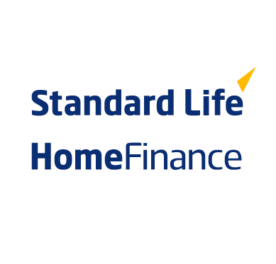 The standard life home finance logo is blue with a yellow arrow.