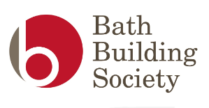 The bath building society logo is red and white