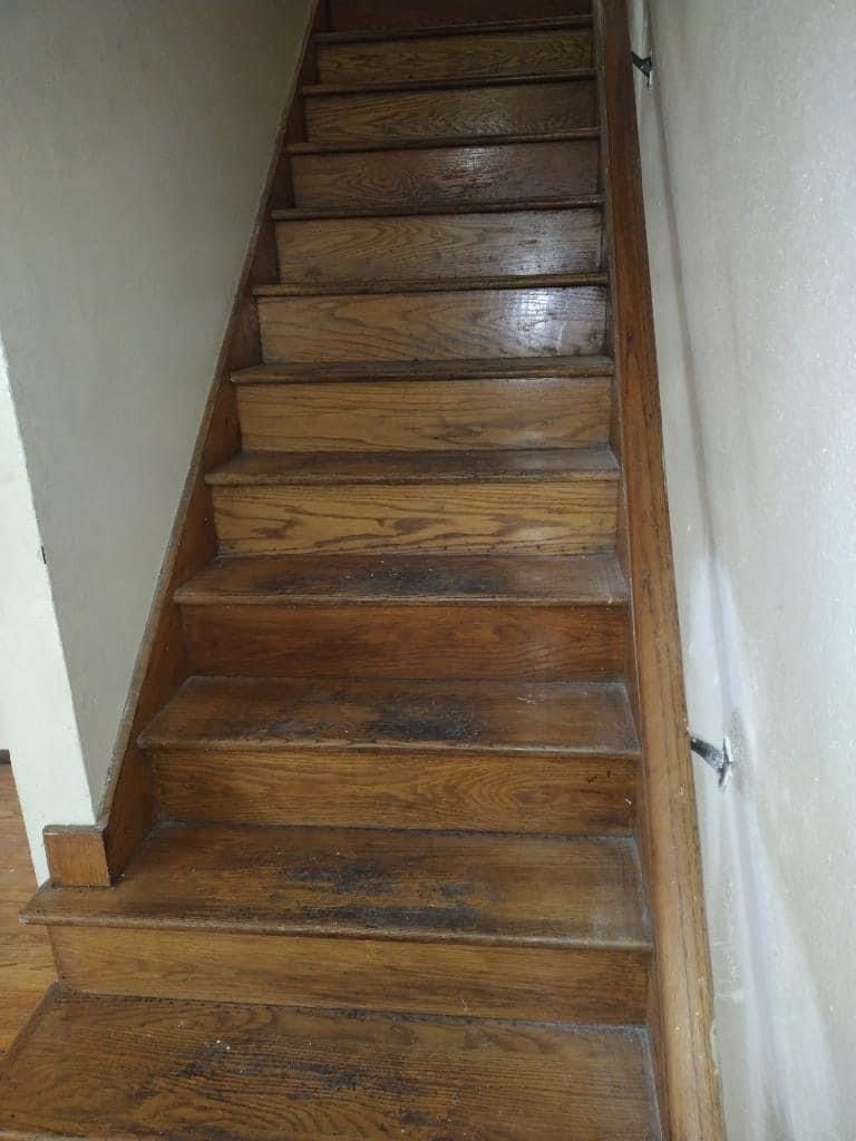 hardwood stairs refinishing before