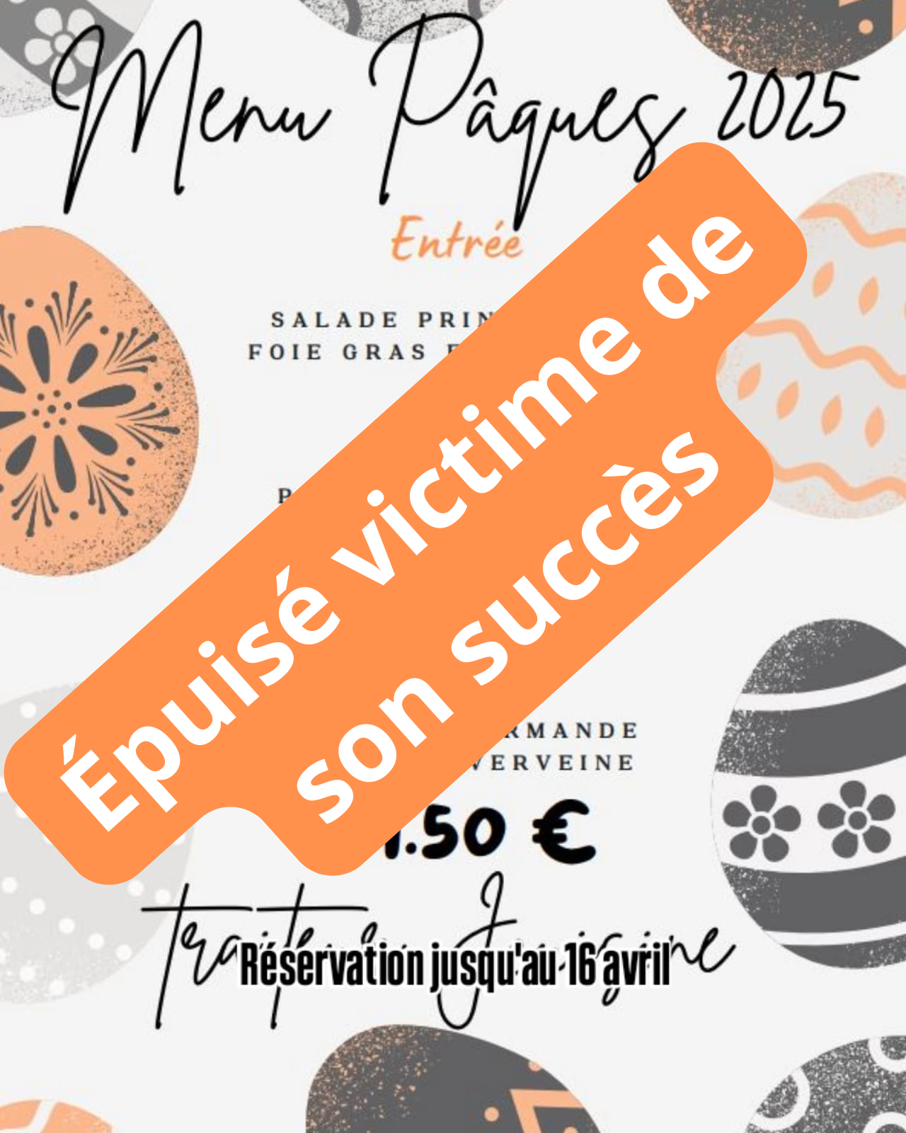 Un menu pour un restaurant avec des œufs de Pâques dessus