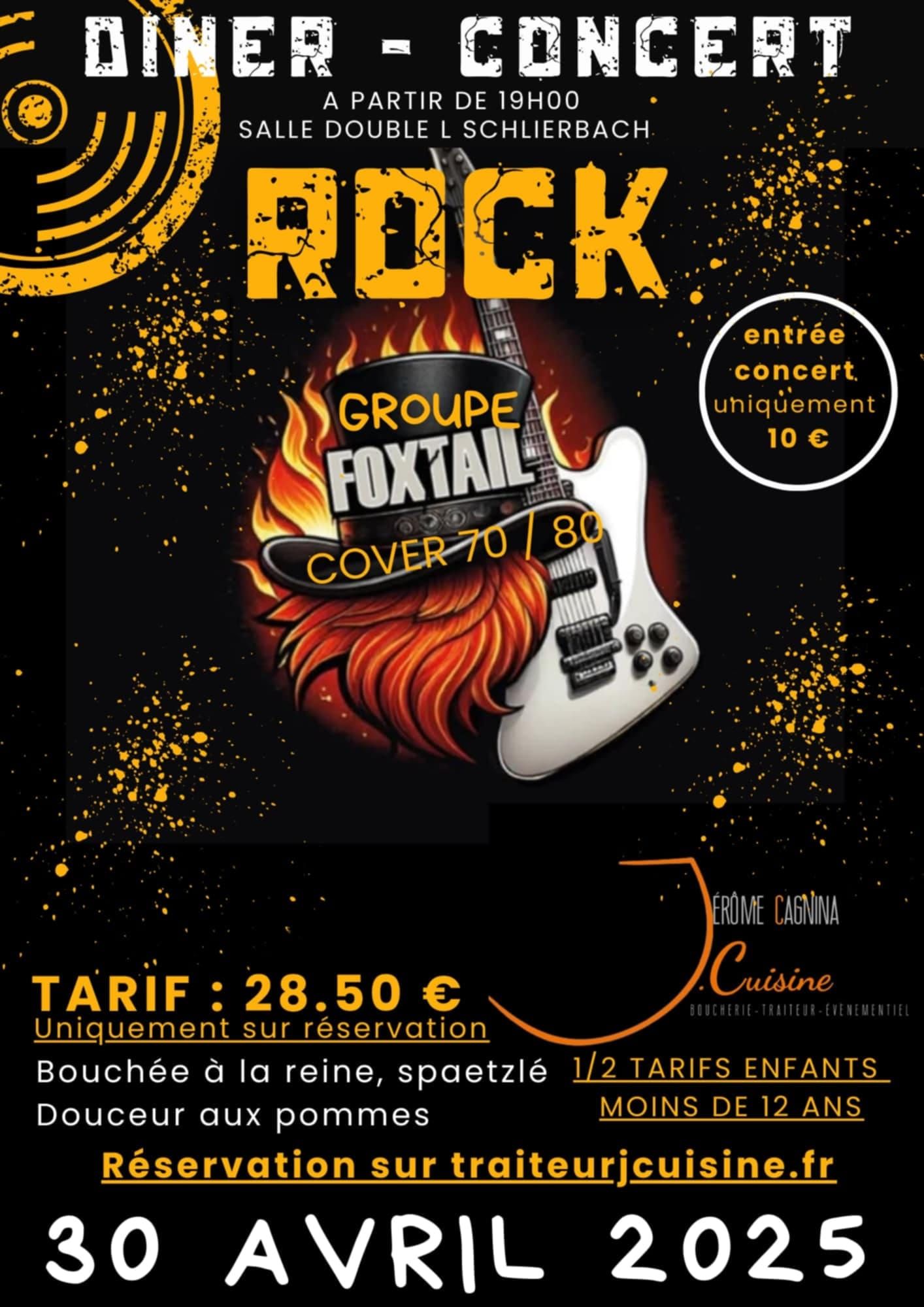 Une affiche pour un concert dans un restaurant avec une guitare dessus