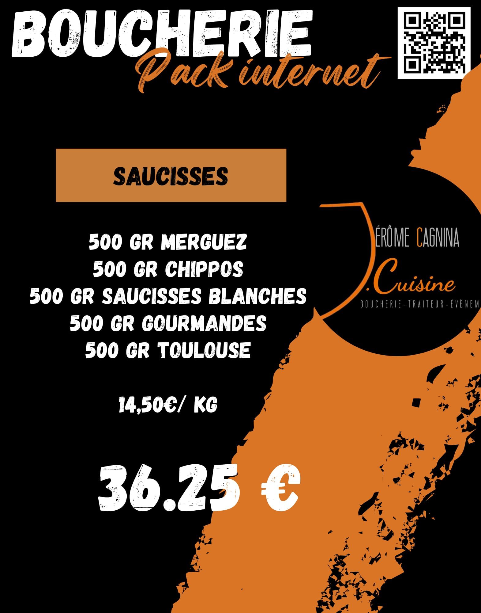 Une affiche pour un pack boucherie internet au prix de 36,25 euros