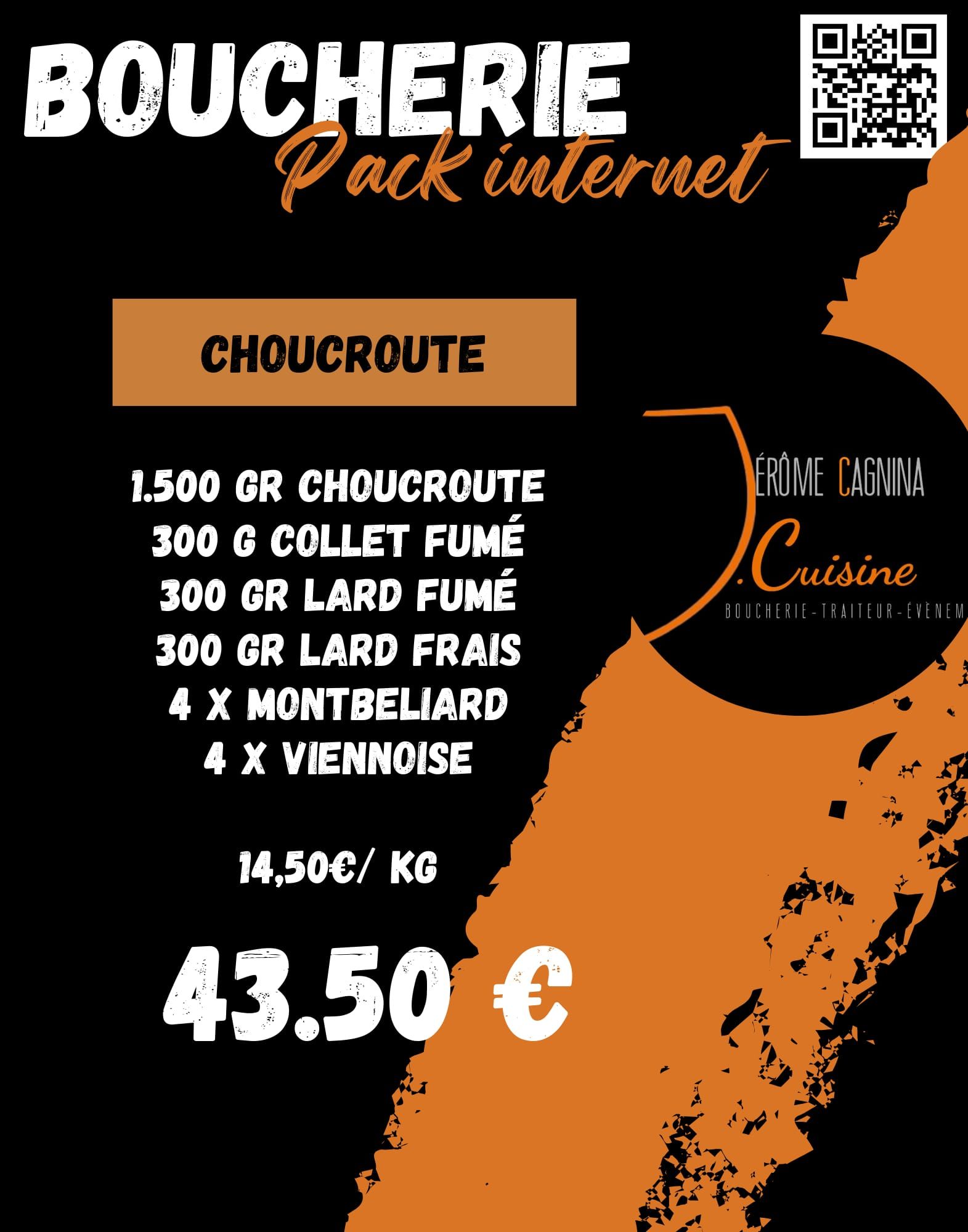 Une affiche pour un pack boucherie internet au prix de 43,50 euros.