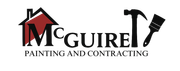 Logo for McGuire Painting and Contracting featuring a house, hammer, and paintbrush.