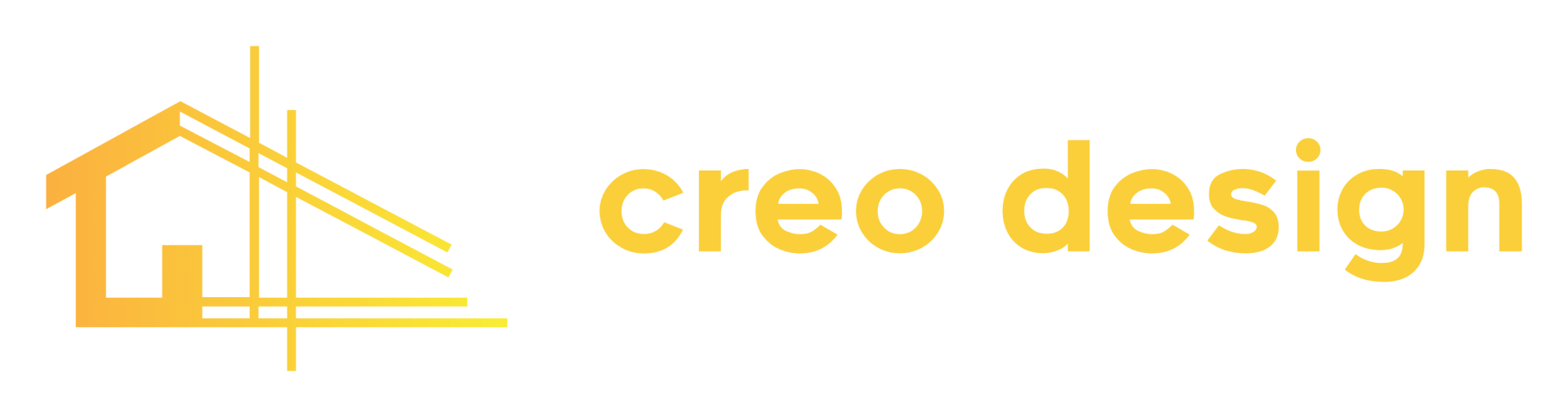 A logo for creo design with a house on it