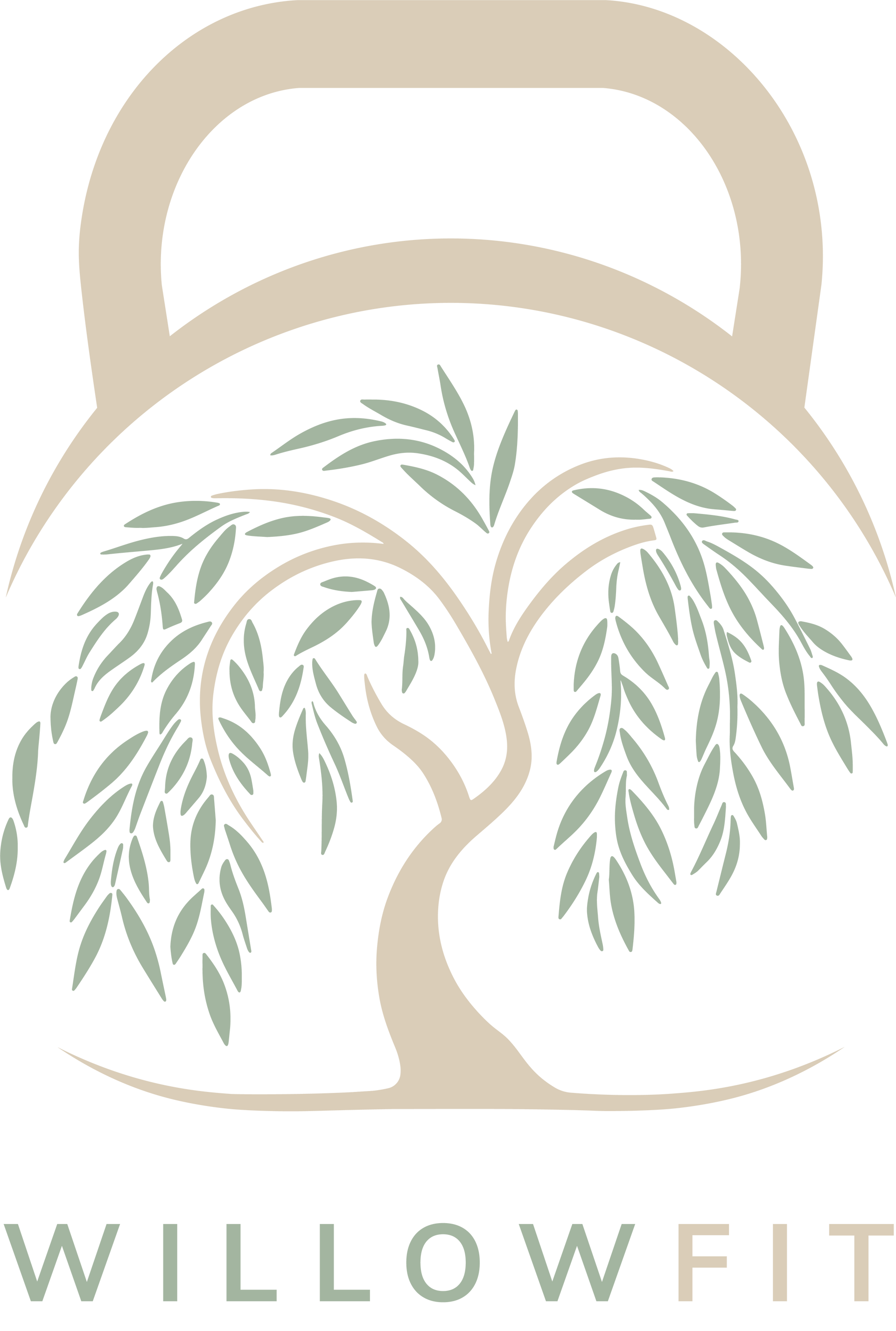 The logo for willowfit is a kettlebell with a tree in the middle.