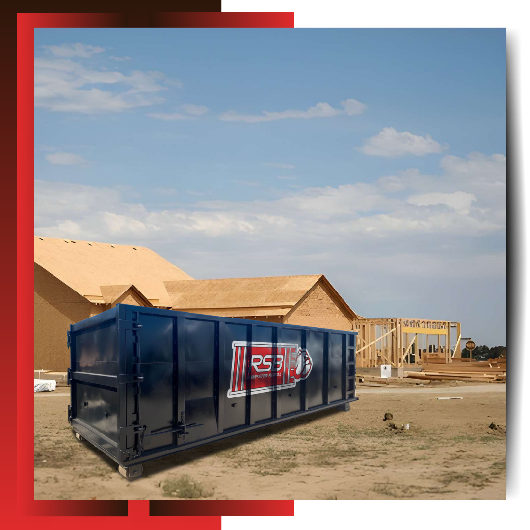RSB Dumpster Rental parked in front of a house