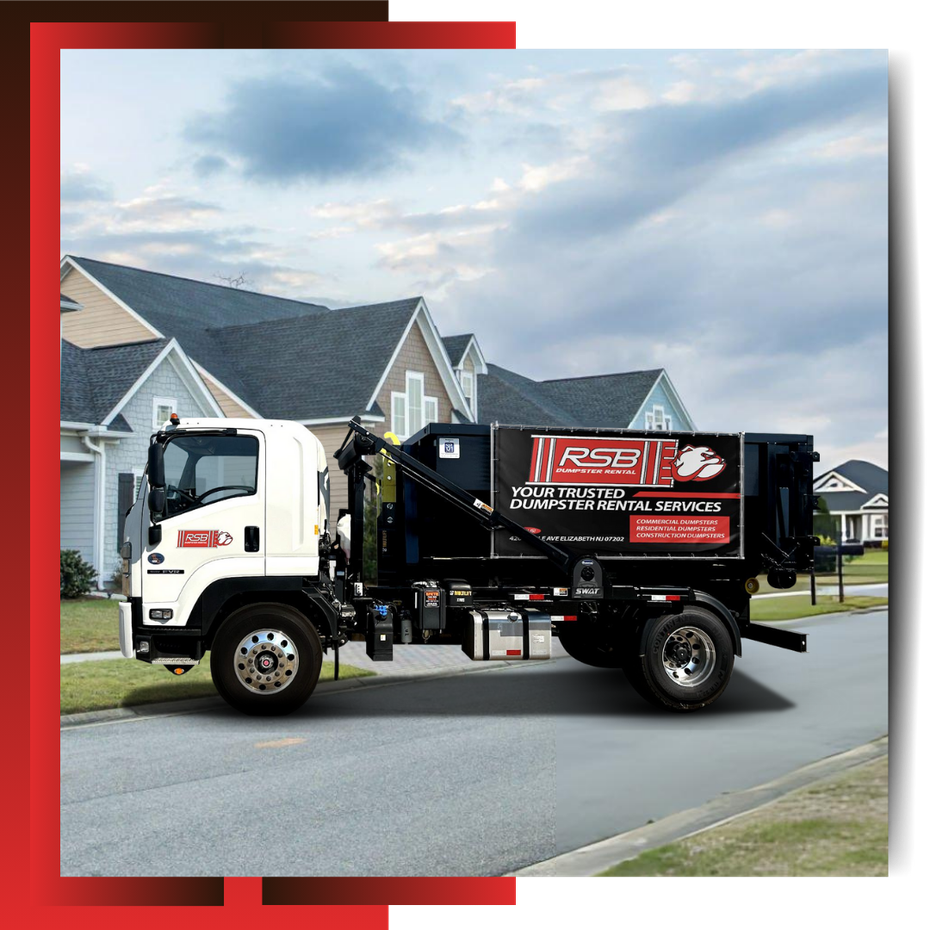 RSB Dumpster truck parked outside